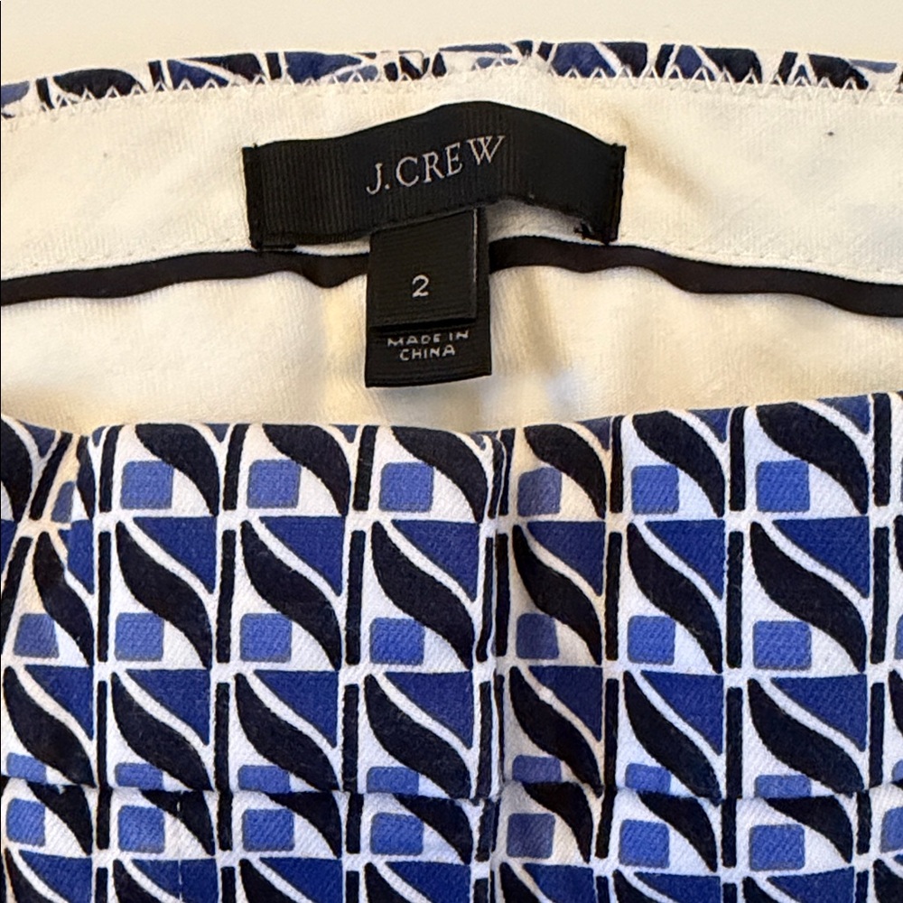 J. Crew Stretch Geometric Patterned, Cropped, Str… - image 2